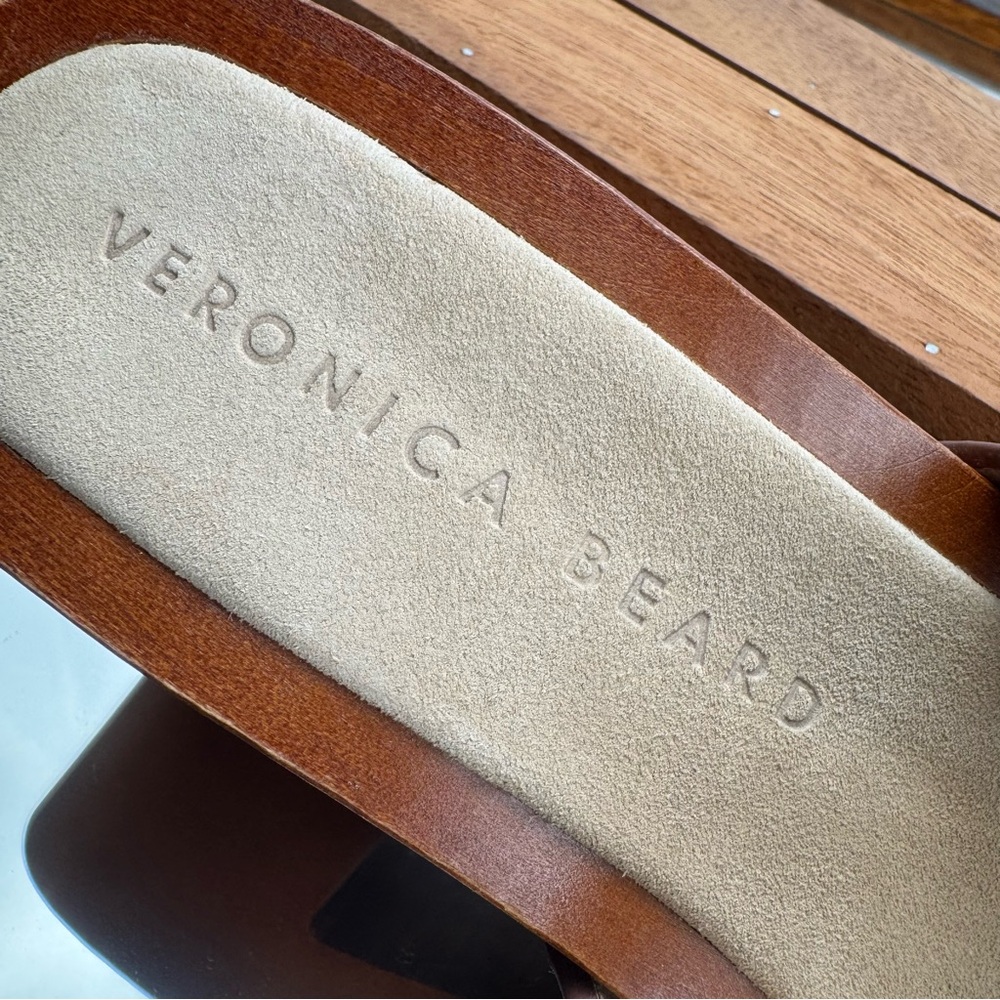 Veronica Beard Hilfax Brown Leather Double-Buckle Clog Heels Women’s Size 6.5 - Picture 8 of 11